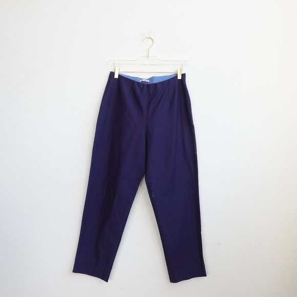 FRANCES VALENTINE Pants Womens Size 4 Blue Cotton Dress Navy Trouser 26x25‎ - Picture 1 of 11